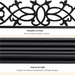 Banco columpio Outsunny con reposabrazos negro 52x127x59,5 cm