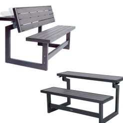 Banco convertible en mesa Lifetime efecto madera gris 36x141x48 cm