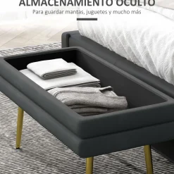 Banco de almacenaje Gatsby Homcom acolchado gris oscuro 43x79,5x37,5 cm