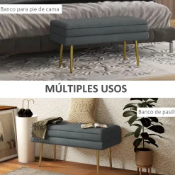 Banco de almacenaje Gatsby Homcom acolchado gris oscuro 43x79,5x37,5 cm