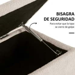 Banco de almacenaje Macarena Homcom tapa abatible gris 45x95x38 cm
