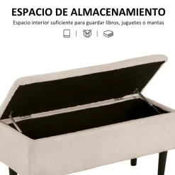 Banco de almacenaje Macarena Homcom tapa abatible gris 45x95x38 cm