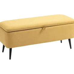 Banco de almacenaje Miller Homcom con tapa abatible amarillo 44,5x101x38,5 cm