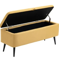 Banco de almacenaje Miller Homcom con tapa abatible amarillo 44,5x101x38,5 cm