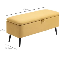 Banco de almacenaje Miller Homcom con tapa abatible amarillo 44,5x101x38,5 cm