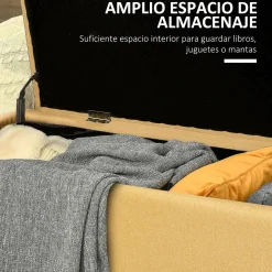 Banco de almacenaje Miller Homcom con tapa abatible amarillo 44,5x101x38,5 cm