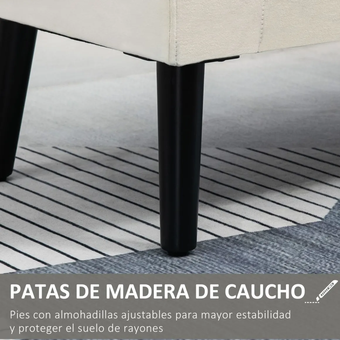 Banco de almacenaje Unakita Homcom con tapa abatible crema 65x111,5x41 cm