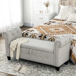 Banco de almacenaje Velmara Homcom con reposabrazos 74,5x146,5x49 cm