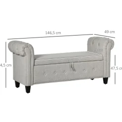 Banco de almacenaje Velmara Homcom con reposabrazos 74,5x146,5x49 cm