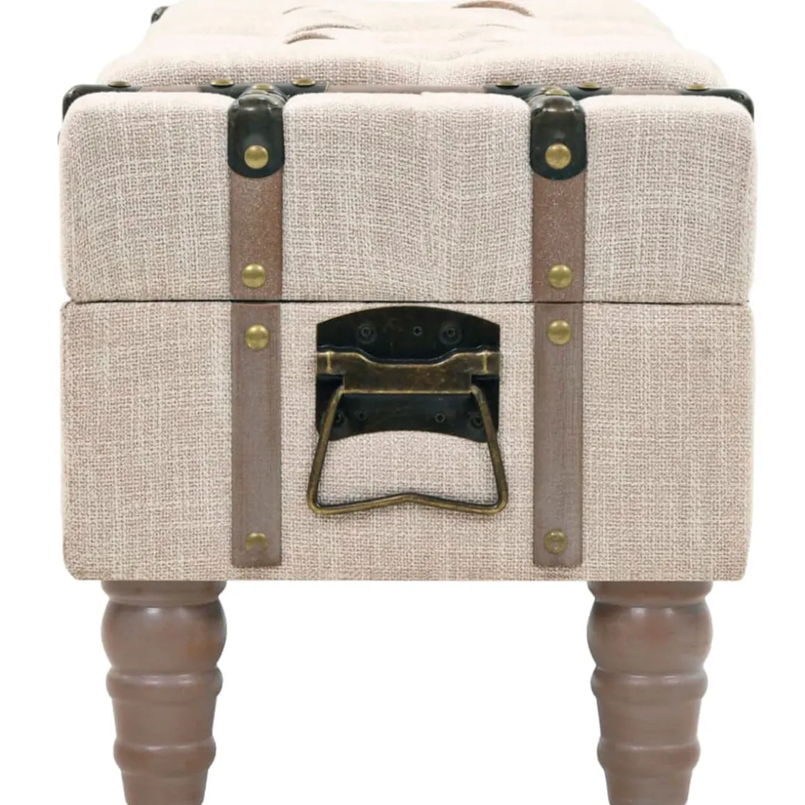Banco de almacenaje vintage 1 cajón crema 37x111x34 cm
