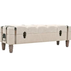 Banco de almacenaje vintage 1 cajón crema 37x111x34 cm