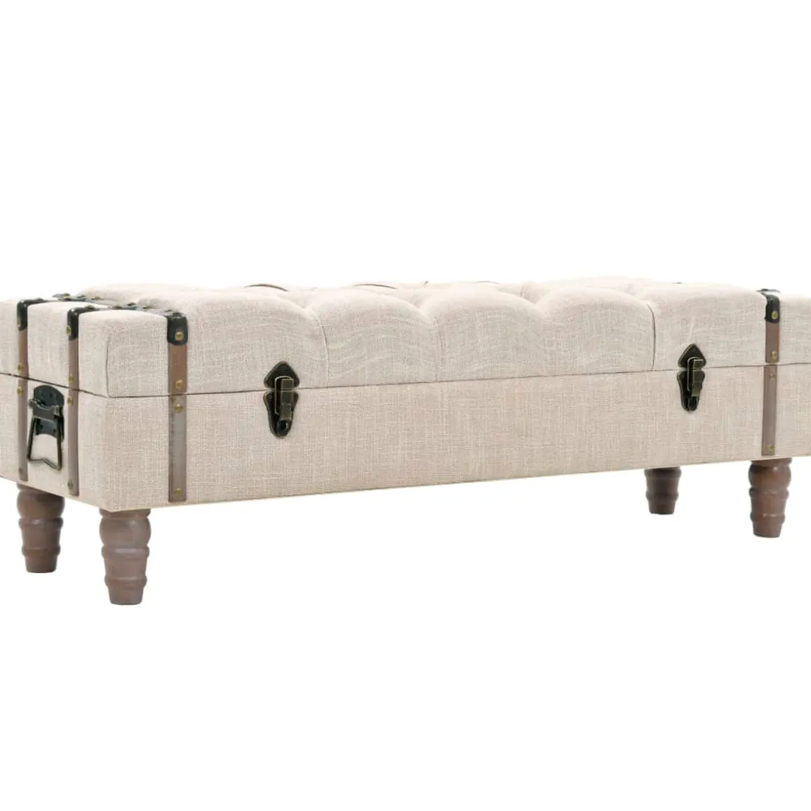 Banco de almacenaje vintage 1 cajón crema 37x111x34 cm