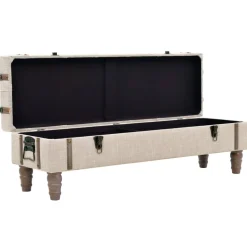 Banco de almacenaje vintage 1 cajón crema 37x111x34 cm