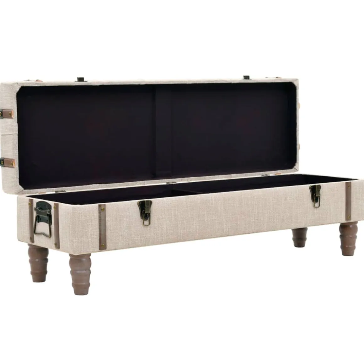 Banco de almacenaje vintage 1 cajón crema 37x111x34 cm