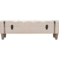 Banco de almacenaje vintage 1 cajón crema 37x111x34 cm