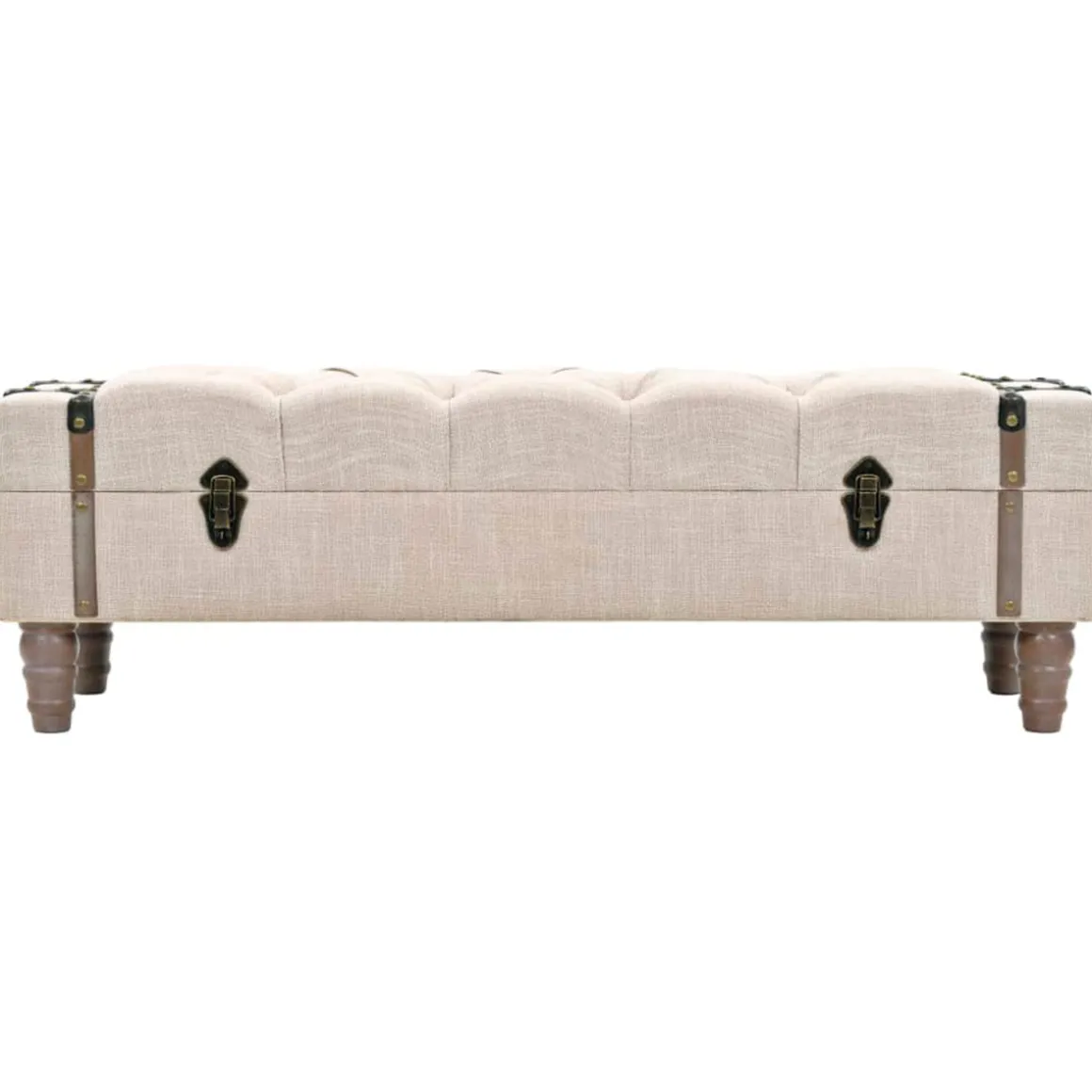 Banco de almacenaje vintage 1 cajón crema 37x111x34 cm