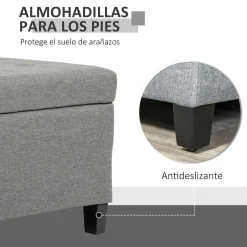 Banco de almacenamiento Homcom acolchado gris 41,5x125x49 cm