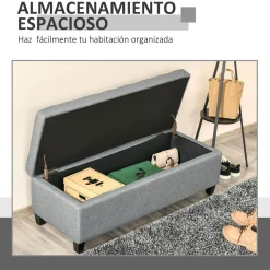 Banco de almacenamiento Homcom acolchado gris 41,5x125x49 cm