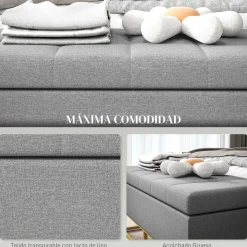 Banco de almacenamiento Otomana Homcom rectangular tapizado 48x110x44 cm