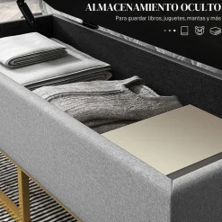 Banco de almacenamiento Otomana Homcom rectangular tapizado 48x110x44 cm