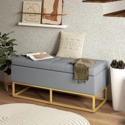 Banco de almacenamiento Otomana Homcom rectangular tapizado 48x110x44 cm