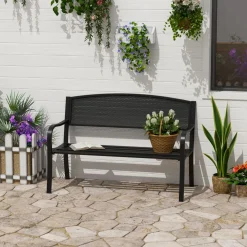 Banco de exterior Up Outsunny 2 plazas negro 87x127x60 cm