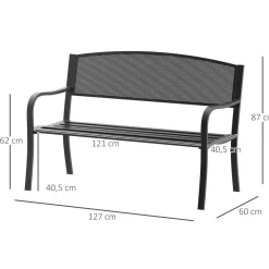Banco de exterior Up Outsunny 2 plazas negro 87x127x60 cm