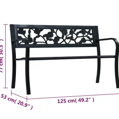 Banco de jardín Baker metal negro 77x125x53 cm