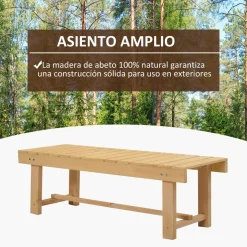 Banco de jardín Bosque Outsunny 2 plazas natural 35x110x38 cm