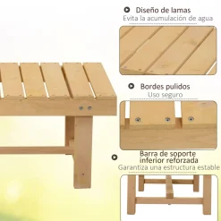 Banco de jardín Bosque Outsunny 2 plazas natural 35x110x38 cm