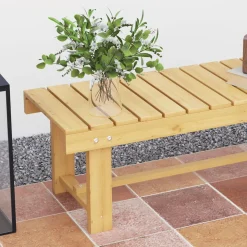 Banco de jardín Bosque Outsunny 2 plazas natural 35x110x38 cm
