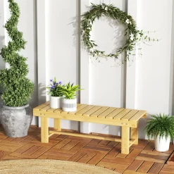 Banco de jardín Bosque Outsunny 2 plazas natural 35x110x38 cm
