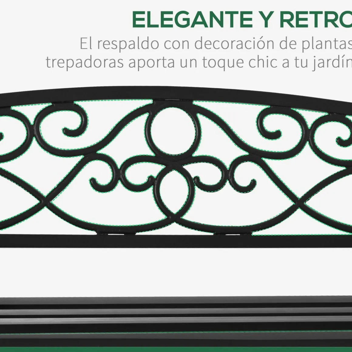 Banco de jardín Garden Outsunny 2 plazas hierro fundido negro 85x128x58,5 cm