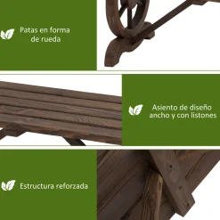Banco de jardín Garten Outsunny 2 plazas madera de abeto 39,5x98x50 cm