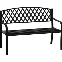 Banco de jardín Kasu Outsunny 2 plazas negro 89x128x58,5 cm