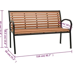 Banco de jardín Kork 2 plazas negro/marrón 81x116x59 cm