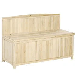 Banco de jardín Margarita Outsunny 2 plazas + baúl de almacenaje natural 75x115x45 cm