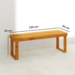 Banco de jardín Matías Outsunny 2 plazas natural 43x120x34 cm