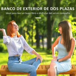 Banco de jardín Matías Outsunny 2 plazas natural 43x120x34 cm