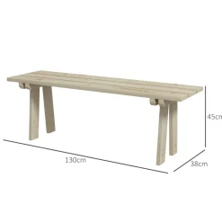 Banco de jardín Matine Outsunny 2 plazas 220kg natural 45x130x38 cm