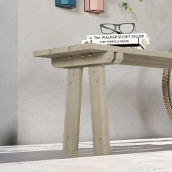 Banco de jardín Matine Outsunny 2 plazas 220kg natural 45x130x38 cm
