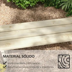 Banco de jardín Matine Outsunny 2 plazas 220kg natural 45x130x38 cm