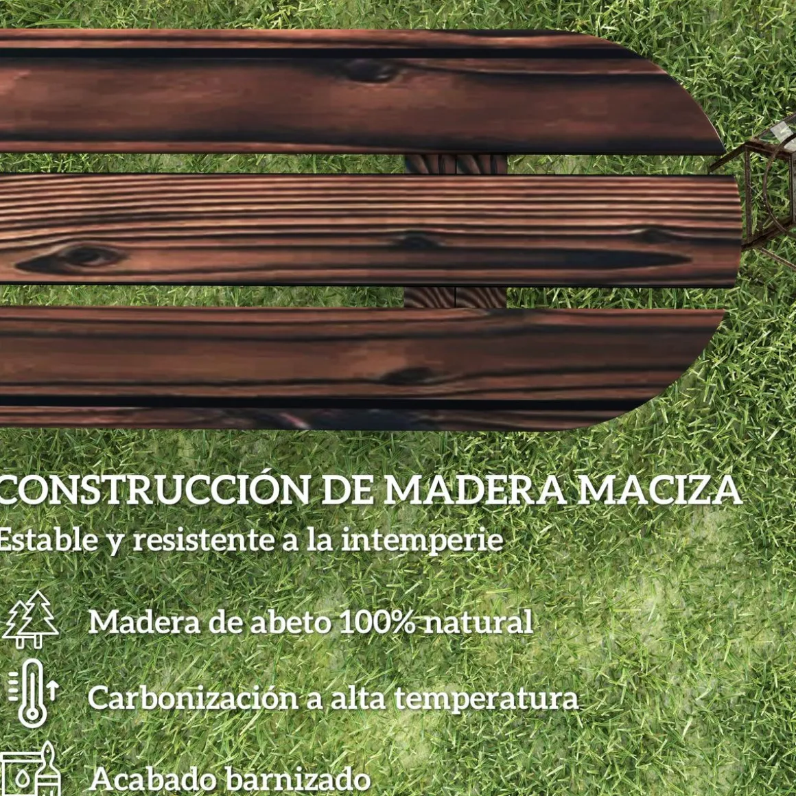 Banco de jardín Nani Outsunny madera de abeto 39x120x29 cm