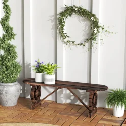 Banco de jardín Nani Outsunny madera de abeto 39x120x29 cm