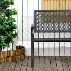 Banco de jardín Outsunny 2 plazas negro 83x127x63 cm