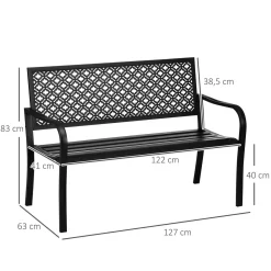 Banco de jardín Outsunny 2 plazas negro 83x127x63 cm