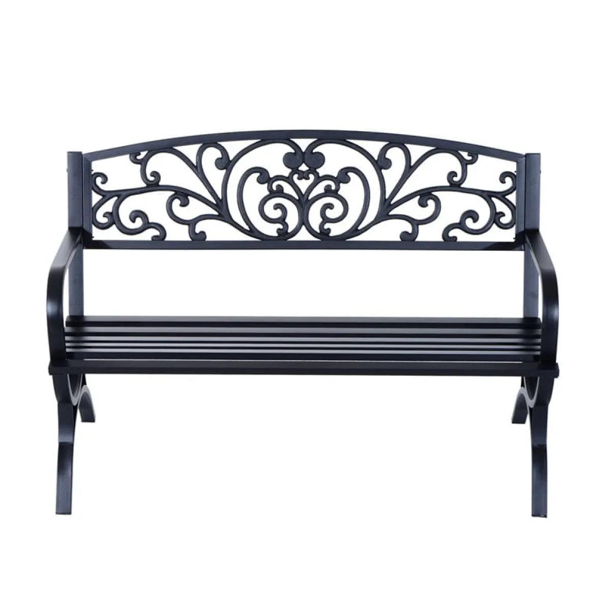 Banco de jardín Outsunny negro 85x127x60 cm