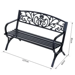 Banco de jardín Outsunny negro 85x127x60 cm