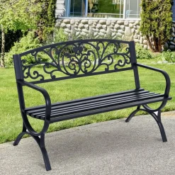 Banco de jardín Outsunny negro 85x127x60 cm