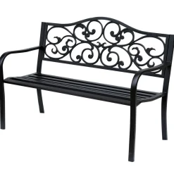 Banco de jardín Paradise Outsunny hasta 240kg negro 89x127x60 cm